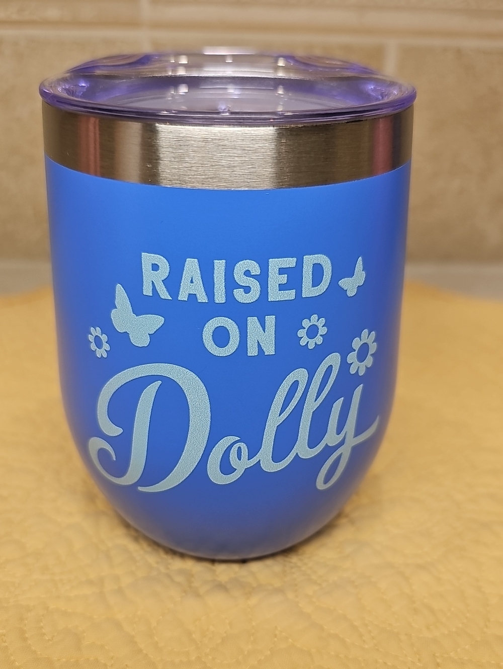 Dolly Parton Summer Blue 12oz. Stemless Wine Tumbler